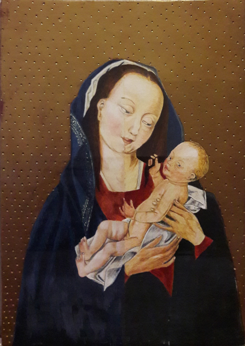 87_2014_Maria-mit-Christuskind-Kopie-nach-Rogier-van-der-Weyden-Tempera_30x21